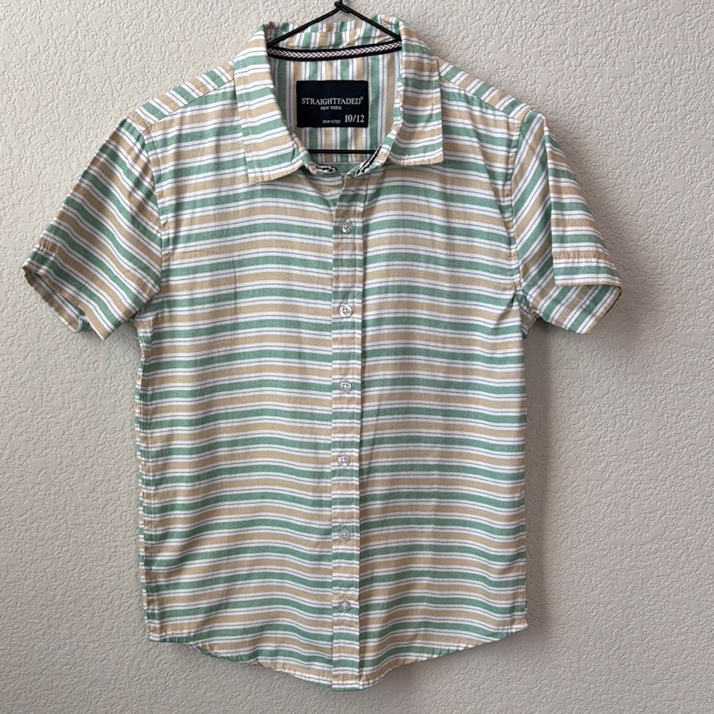 Striped Green and White Boys Shirt